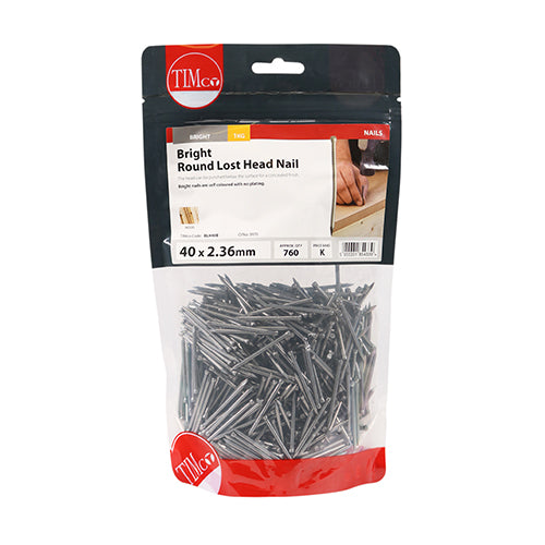 Timco Round Lost Head Nails - Bright 40 x 2.36