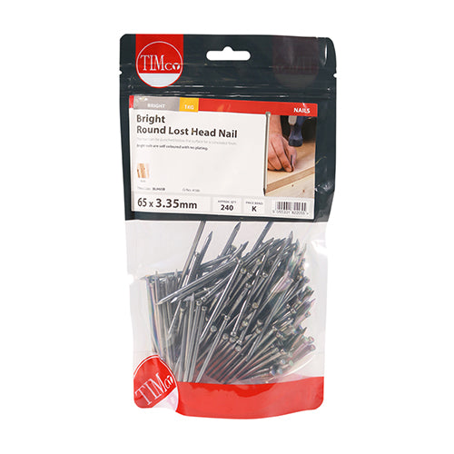 Timco Round Lost Head Nails - Bright 65 x 3.35