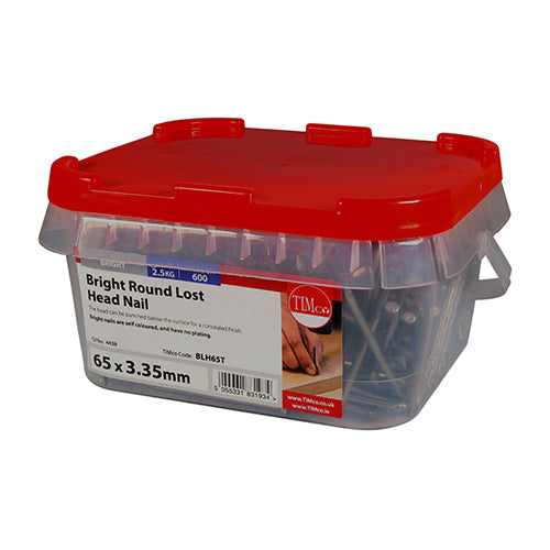 Timco Round Lost Head Nails - Bright 65 x 3.35 - 2.5 Kilograms