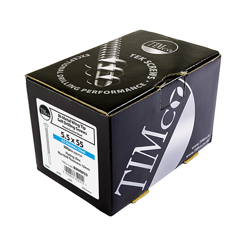 Timco Metal Construction Timber to Heavy Section Screws - Countersunk - Wing-Tip - Self-Drilling - Exterior - Silver Organic 5.5 x 120 - 100 Pieces