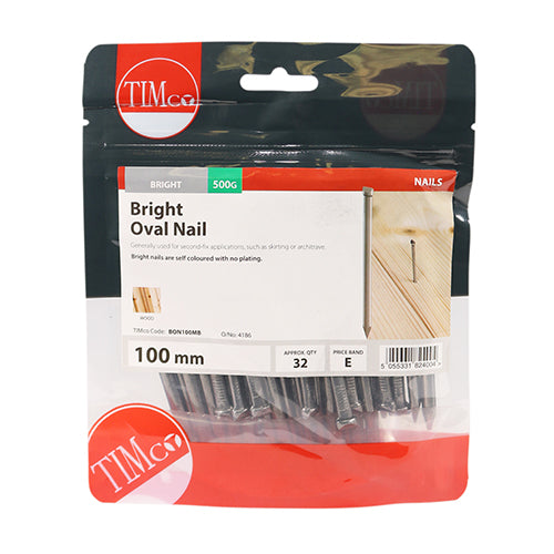 Timco Oval Nails - Bright 100mm - 0.5 Kilograms