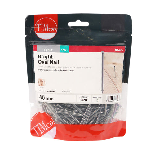 Timco Oval Nails - Bright 40mm - 0.5 Kilograms