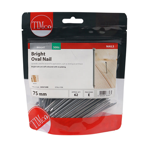 Timco Oval Nails - Bright 75mm - 0.5 Kilograms