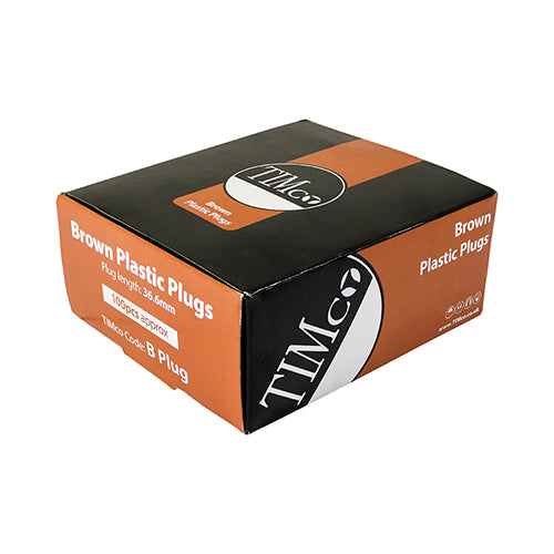 Timco Plastic Plugs - Brown 36mm - 100 Pieces