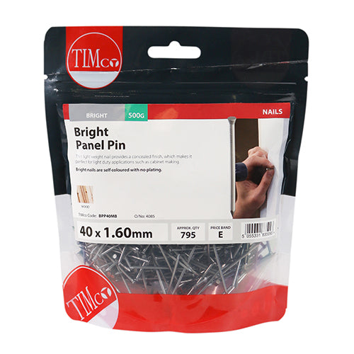 Timco Panel Pins - Bright 40 x 1.60 - 0.5 Kilograms