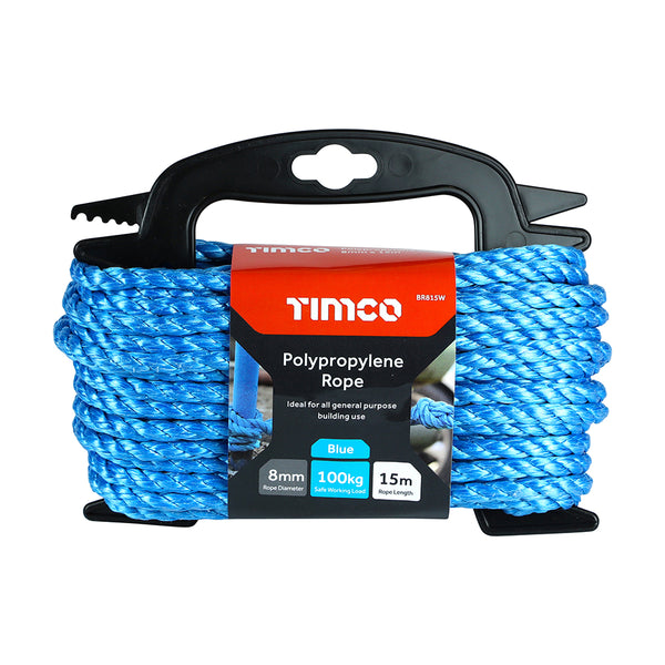 Timco Polypropylene Rope - Blue - Winder 8mm x 15m