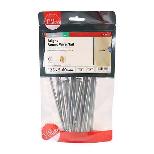 Timco Round Wire Nails - Bright 125 x 5.60 - 0.5 Kilograms