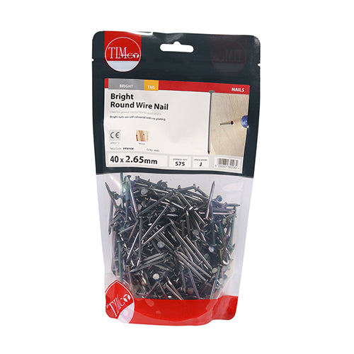 Timco Round Wire Nails - Bright 40 x 2.65