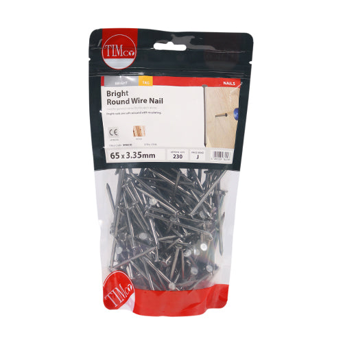 Timco Round Wire Nails - Bright 65 x 3.35