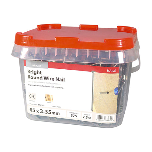 Timco Round Wire Nails - Bright 65 x 3.35 - 2.5 Kilograms