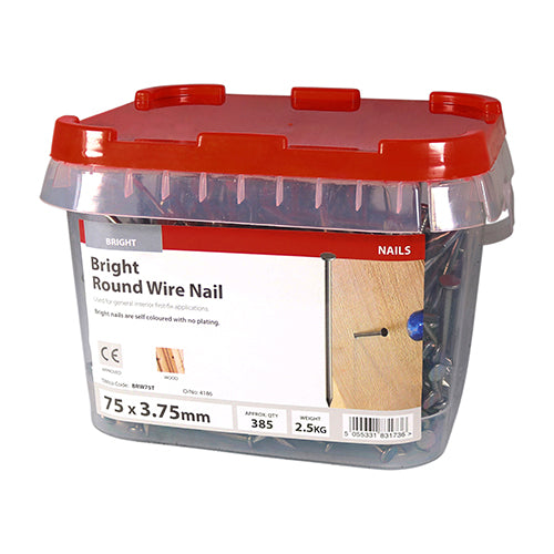 Timco Round Wire Nails - Bright 75 x 3.75 - 2.5 Kilograms