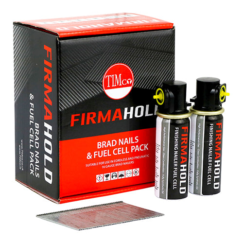 Timco FirmaHold Collated Brad Nails & Fuel Cells - 16 Gauge - Straight - A2 Stainless Steel 16g x 50/2BFC - 2000 Pieces