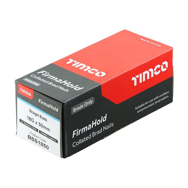 Timco FirmaHold Collated Brad Nails - 18 Gauge - Straight - A2 Stainless Steel 18g x 50 - 5000 Pieces
