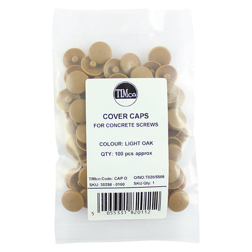Timco Concrete Screw Cover Caps - Light Oak LIGHT OAK - 100 Pieces