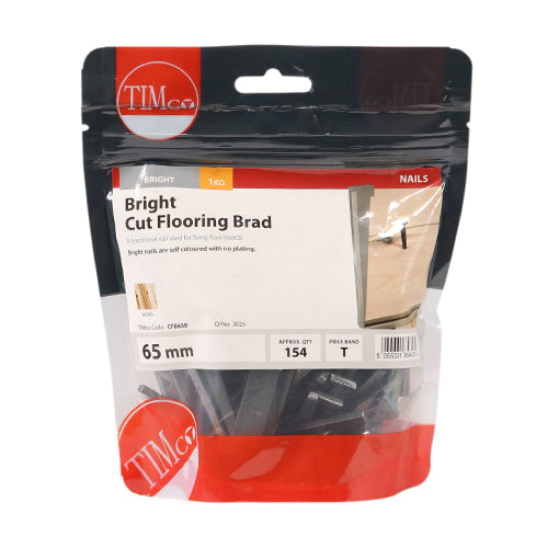Timco Cut Flooring Brads - Bright 65mm