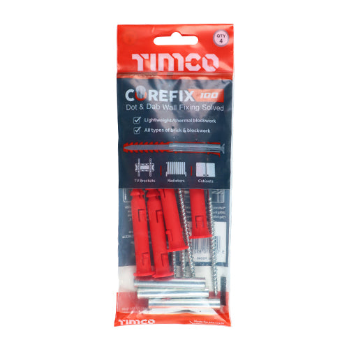 Timco Corefix 100 Dot & Dab Wall Fixing 5.0 x 100 - 4 Pieces