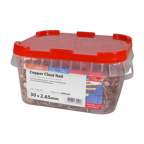 Timco Clout Nails - Copper 30 x 2.65 - 2.5 Kilograms