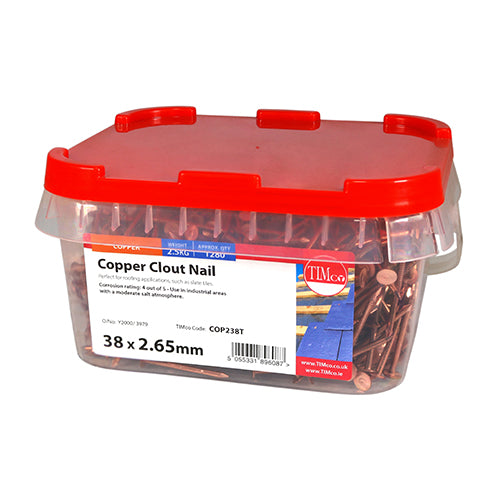 Timco Clout Nails - Copper 38 x 2.65 - 2.5 Kilograms