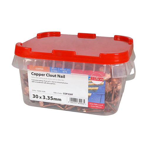 Timco Clout Nails - Copper 30 x 3.35 - 2.5 Kilograms