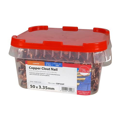 Timco Clout Nails - Copper 50 x 3.35 - 2.5 Kilograms