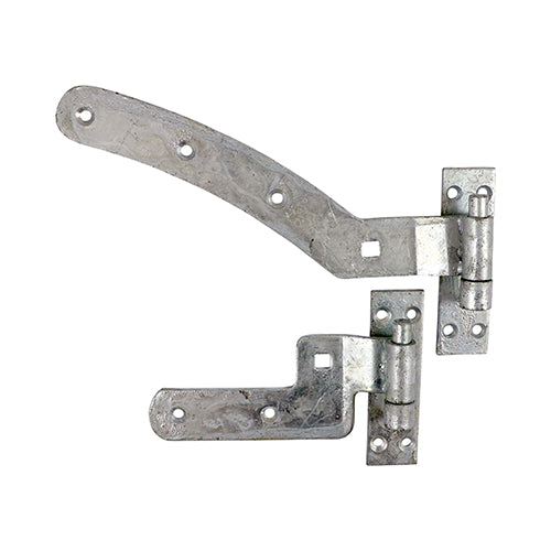 Timco Pair of Curved Rail Hinge Set - Left Hand - Hot Dipped Galvanised 300mm