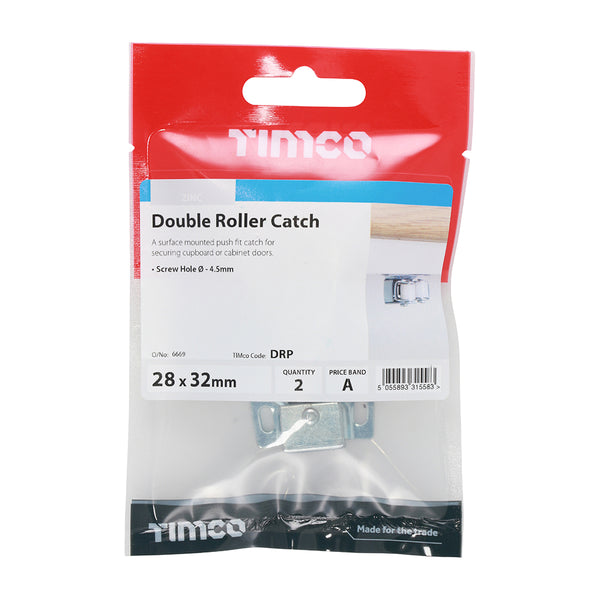 Timco Double Roller Catches - Zinc 28 x 32 x 1