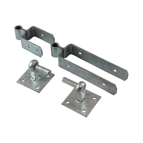 Timco Double Strap Hinge Set with Hook on Plate - Hot Dipped Galvanised 600mm