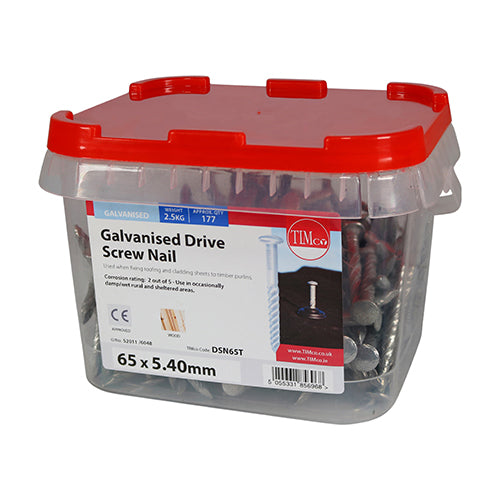 Timco Drive Screws - Galvanised 65 x 5.40 - 2.5 Kilograms