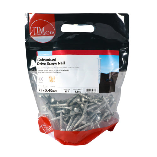 Timco Drive Screws - Galvanised 75 x 5.40 - 2.5 Kilograms
