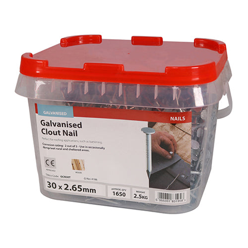 Timco Clout Nails - Galvanised 30 x 2.65 - 2.5 Kilograms