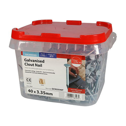 Timco Clout Nails - Galvanised 40 x 3.35 - 2.5 Kilograms