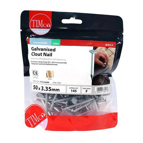 Timco Clout Nails - Galvanised 50 x 3.35 - 0.5 Kilograms