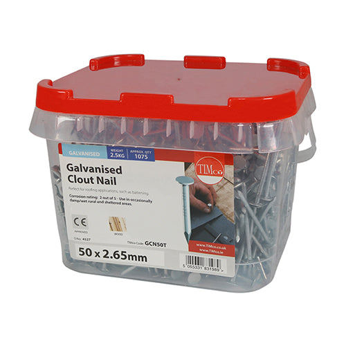 Timco Clout Nails - Galvanised 50 x 2.65 - 2.5 Kilograms