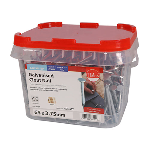Timco Clout Nails - Galvanised 65 x 3.75 - 2.5 Kilograms