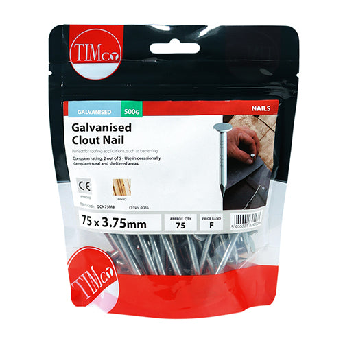 Timco Clout Nails - Galvanised 75 x 3.75 - 0.5 Kilograms
