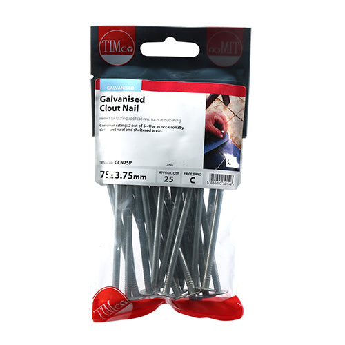 Timco Clout Nails - Galvanised 75 x 3.75 - 25 Pieces