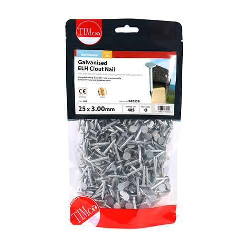 Timco Extra Large Head Clout Nails - Galvanised 25 x 3.00