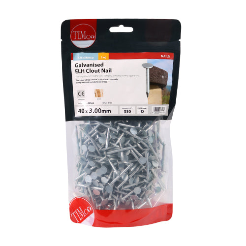 Timco Extra Large Head Clout Nails - Galvanised 40 x 3.00