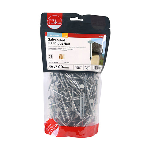 Timco Extra Large Head Clout Nails - Galvanised 50 x 3.00