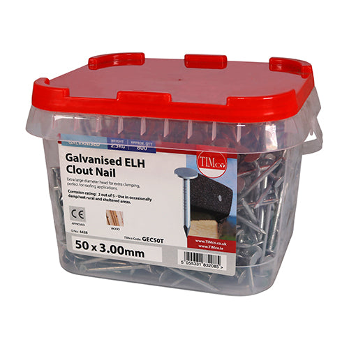 Timco Extra Large Head Clout Nails - Galvanised 50 x 3.00 - 2.5 Kilograms