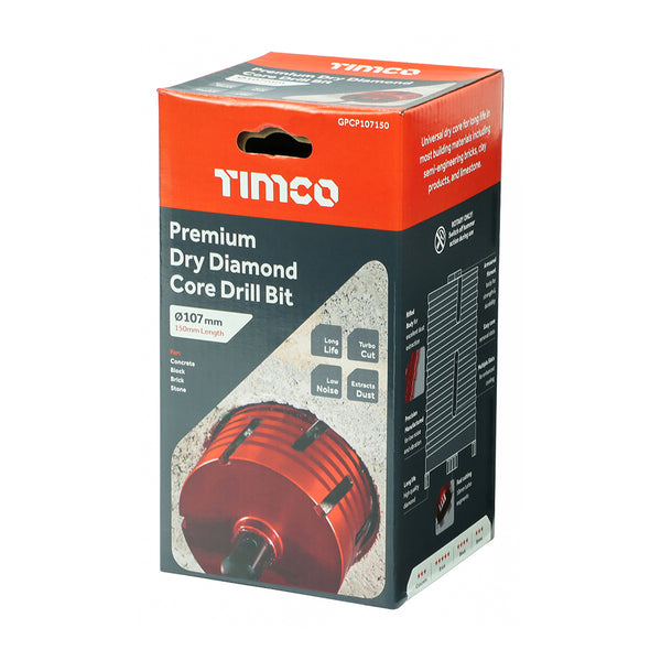 Timco Premium Dry Diamond Core Drill Bit 107 x 150mm