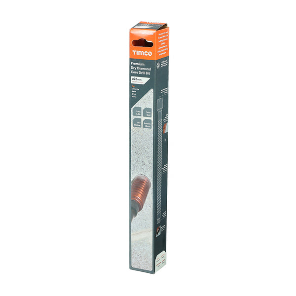 Timco Premium Dry Diamond Core Drill Bit 22 x 300mm