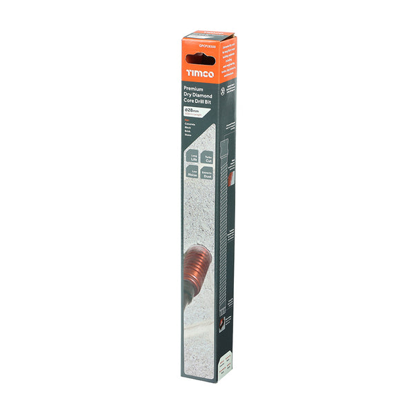 Timco Premium Dry Diamond Core Drill Bit 28 x 300mm