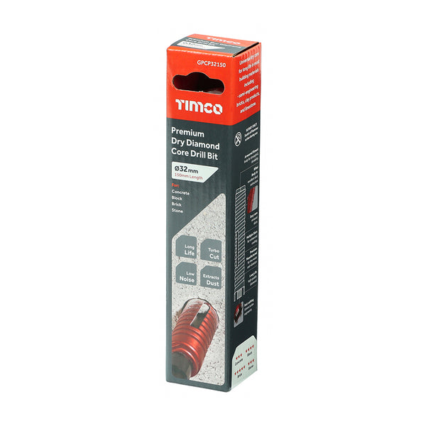 Timco Premium Dry Diamond Core Drill Bit 32 x 150mm