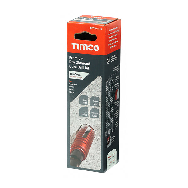 Timco Premium Dry Diamond Core Drill Bit 52 x 150mm