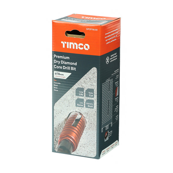 Timco Premium Dry Diamond Core Drill Bit 78 x 150mm