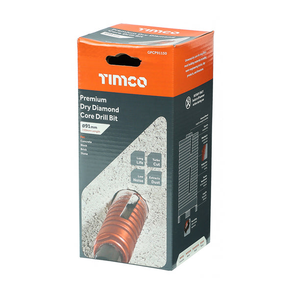 Timco Premium Dry Diamond Core Drill Bit 91 x 150mm