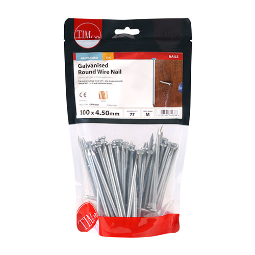 Timco Round Wire Nails - Galvanised 100 x 4.50