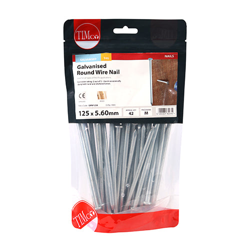 Timco Round Wire Nails - Galvanised 125 x 5.60