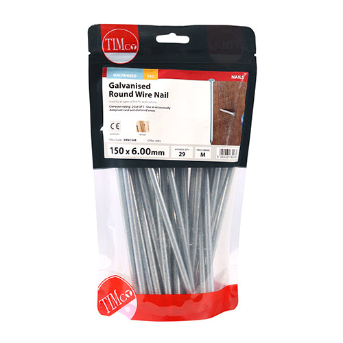 Timco Round Wire Nails - Galvanised 150 x 6.00